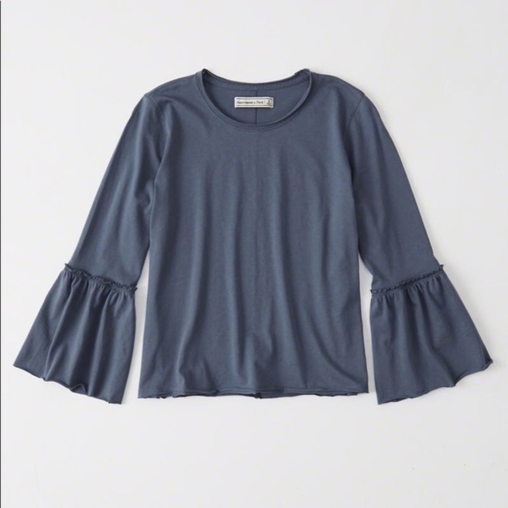 Abercrombie & Fitch Navy Blue Bell Sleeve Top